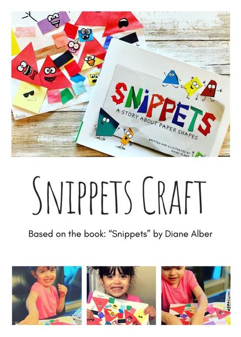 Snippets are so fun to make and help with fine motor skills too! Inspired by the book "Snippets" by Diane Alber. You can buy the sticker packs seperately on Amazon under "Scribble Stickers" Preschool Art Projects Based On Books, Story Book Crafts, Diane Alber, Book Snippets, Kindergarten Art Lessons, Paper Shapes, Shapes Preschool, Elementary Art Projects, Preschool Books