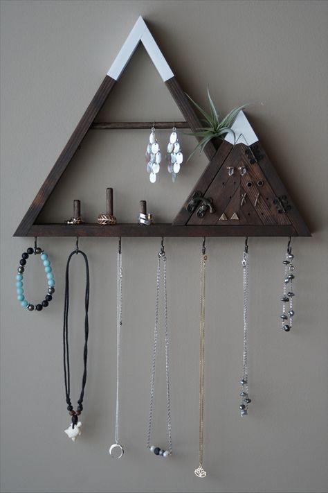 Diy Wood Jewelry Display, Wood Shop Projects High School Easy, Mountain Display, Triangle Mountain, Wood Mountains, Triangle Shelves, Kamloops British Columbia, Diy Furniture Videos, Wood Jewelry Display