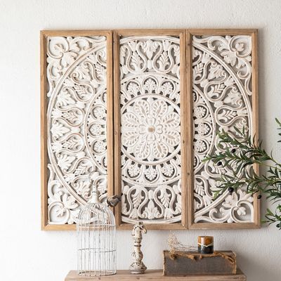 Entryway Wall, Wall Art Set Of 3, Floral Wall Decor, Antique Inspiration, Wall Decor Set, Art Set Of 3, Wood Wall Decor, Wood Patterns, Wall Art Set