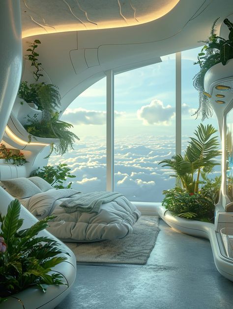 In a future where the surface of our beloved Earth faces unprecedented threats from chemical and radioactive pollution, our architectural rendering unveils a groundbreaking vision for human habitation—soaring into the skies and beyond. #amazingarchitecture #Futuristic Radioactive Pollution, Futuristic Apartment, Futuristic Decor, Architecture Photography Buildings, Futuristic House, Futuristic Home, Architectural Rendering, Anti Gravity, Futuristic Interior