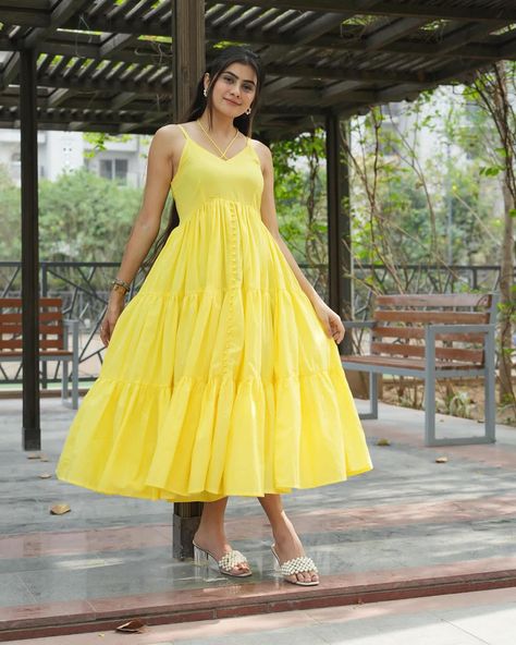 Crafted with precision and attention to detail our LIME YELLOW TIERED DRESS is both fashionable and comfortable! In frame : @dikshamohanpawar SHOP NOW🛍️ [Sundress, cotton dress for summer, maxi dress, vacation outfit ideas, holiday outfit inspo] #sajilo_official #dress #fashion #style #ootd #dresses #outfit #onlineshopping #instagood #instafashion #beauty #fashionblogger #dresses #partyweardresses #designerdresses #sale #newcollection #summerdresses #beachwear #cottondresses #shortdress... Maxi Dress Vacation, Outfit Ideas Holiday, Official Dress, Holiday Outfit Inspo, Bappa Photo, Diy Earrings Materials, Vacation Outfit Ideas, Lovely Good Morning Images, Vacation Maxi Dress