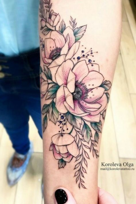 Natur Tattoo Arm, Simple Flower Tattoo, Polynesian Tattoos, Pink Tattoo, Nature Tattoo, Flower Tattoo Arm, Small Girl Tattoos, Small Tattoos Simple, Floral Tattoo Sleeve