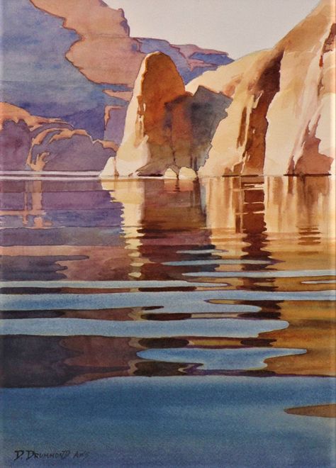 Watercolor Art and Painting Workshops by David Drummond | Albuquerque, New Mexico Surreal Art Watercolor, Watercolor Painting Of Water, Watercolor Fine Art, Watercolor Rocks, Watercolor Painting Landscape, Surreal Landscape Art, Watercolour Inspiration Landscape, Watercolor Seascapes, Modern Watercolor Art