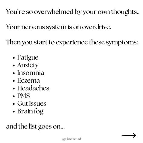 Your symptoms won't heal if you don't address the root of the issue: Overthinking. How many of you struggle with overthinking, overworrying, and feeling out of control when it comes to your thoughts? Without having control or coping mechanisms... these thoughts overwhelm you, causing a MASSIVE disruption to your nervous system 🧠 And with an overactive nervous system, no matter how healthy you eat, how many supplements you take ... Your overactive nervous system is going to perpetuate ong... Feeling Out Of Control, Feeling Burnt Out, Out Of Control, Coping Mechanisms, Self Awareness, Healthier You, No Matter How, Nervous System, How Many