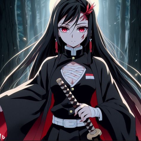 Demon Slayer Oc Blood Hashira, Damon Slayer, Papel Vintage, Girls With Black Hair, Demon King Anime, Kny Oc, Wattpad Stories, Demon King, Cyberpunk Art