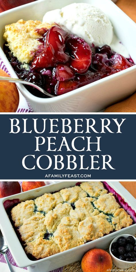 Blueberry Peach Cobbler Blueberry Peach Dump Cake, Blueberry Peach Cobbler, Cobbler Dump Cake, Peach Blueberry Cobbler, Peach Cobbler Dump Cake, Cobbler Recipes Easy, Peach Dump Cake, Blueberry Dump Cakes, Cobbler Topping