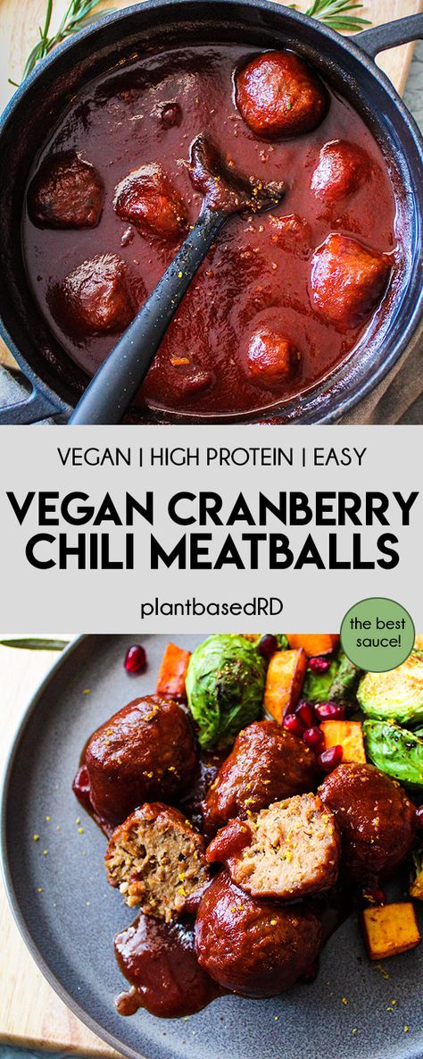 Cranberry Chili Meatballs, Chili Meatballs, Appetizer Sweet, Vegan Thanksgiving Dinner, Meatless Meatballs, Vegan Holiday Recipes, Vegan Christmas Recipes, Vegan Thanksgiving Recipes, Holiday Appetizer