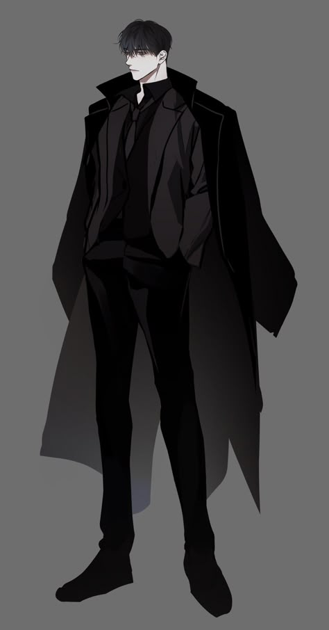 Anime Guys In Suits And Tie, Black Haired Anime Guy In Suit, Black Haired Male Character Art, Jacket On Shoulders, Anime Suit, Anime Wolf Drawing, Anime Black Hair, Manga Boy, Character Design Male