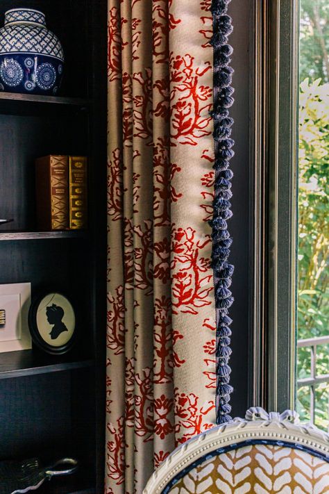 Take The Drapes! How We Repurposed Window Treatments From One Home To Another | Cedar & Rush Custom Drapes Living Room, Mixing Curtain Panels, Home Textile Design, How To Choose Curtains, Adding Length To Curtains, Printed Curtains Bedroom, Drapery Inspiration, Drapes Bedroom, Repurposed Window