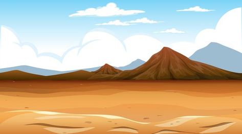 Desert forest landscape at daytime scene | Free Vector #Freepik #freevector #background #tree #light #nature Desert Animals And Plants, Ancient Background, Desert Forest, Background Tree, Desert Background, Bush Plant, Desert Animals, Tree Light, Desert Plants