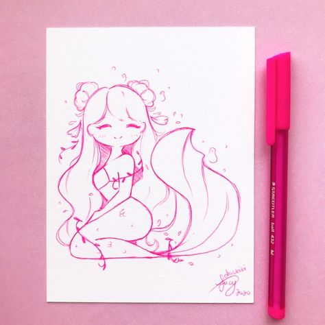 Chibi Mermaid Poses, Mermaid Ears Drawing, Mermaid Chibi, Mermaid Reference, Chibi Mermaid, Inspirational Sketches, Drawing Aesthetics, Chibi Poses, How To Draw Ears