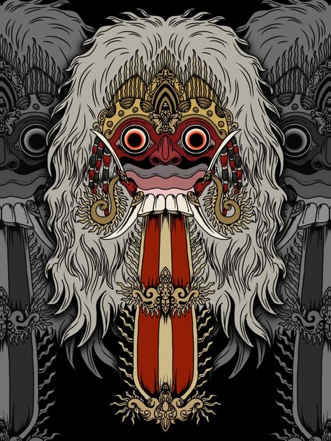 Balinese, Mask, Rangda, culture, Traditional Coloring Tutorial, Balinese, Java, Shirt Print, Creative Art, Tshirt Print, Design Art, Bali, Color Palette