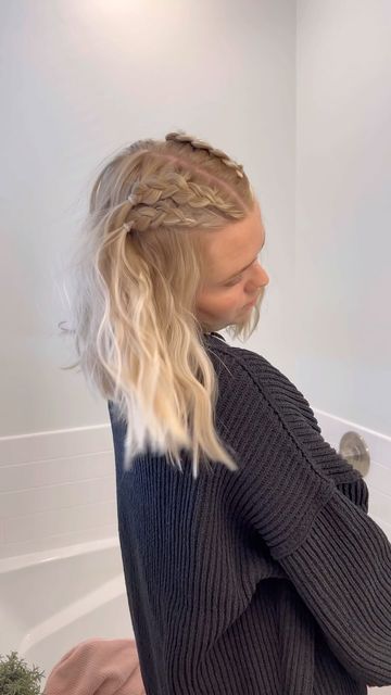 Easy Cute Down Hairstyles, Easy And Fun Hairstyles, Hair Styles Braids Short Hair, Braid Ideas For White Women, Simple Out Of Face Hairstyles, Cute Braids On Short Hair, Everyday Hairstyles For Medium Length Hair, Fishtail Double Braid, Fun And Cute Hairstyles