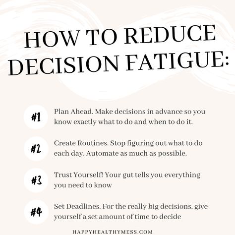 Four steps that help to reduce decision fatigue so you can focus on what really matters in life Decision Fatigue Tips, Decision Fatigue Quotes, Fatigue Quotes, Commonplace Journal, Mental Load, Decision Fatigue, Talk Therapy, Life Decisions, Todo List