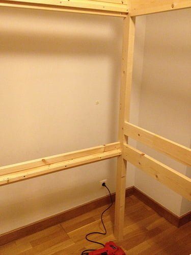 Mydal bunk bed hack: added height, shelf and Malm drawers - IKEA Hackers Mydal Bunk Bed Hack, Ikea Mydal Bunk Bed Hack, Ikea Mydal Bunk Bed, Mydal Bunk Bed, Ikea Bunk Bed Hack, Bunk Bed Hacks, Ikea Mydal, Ikea Bunk Bed, Malm Drawers