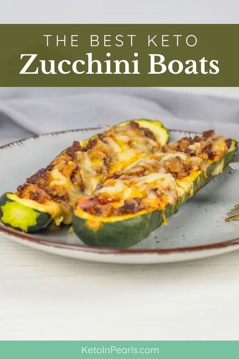 This Keto Zucchini Boats Recipe is an excellent meal option if you’re looking for something fairly quick and easy to make! Keto Stuffed Zucchini, Zucchini Bowl, Keto Zucchini Boats, Zucchini Boats Recipe, Zucchini Boat Recipes, Stuffed Vegetables, Keto Sides, Keto Zucchini, Stuffed Zucchini