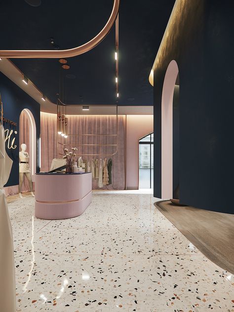 Hi! Boutique on Behance Nail Salon Interior Design, Beauty Salon Interior Design, Nail Salon Interior, Hotel Lobby Design, Lobby Interior Design, Interior Design Minimalist, Boutique Interior Design, Beauty Salon Interior, Lobby Interior