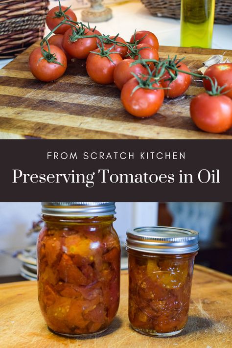 This post for How to Preserve Tomatoes in Olive Oil will show you everything you need to know about preserving tomatoes so that you can keep those delicious garden tomatoes on hand. It has become my favorite way to preserve our tomatoes. Cherry Tomatoes In Olive Oil, Preserving Tomatoes In Olive Oil, Preserving Roma Tomatoes, Canning Sun Dried Tomatoes In Oil, How To Preserve Tomatoes, Preserve Tomatoes, Tomatoes In Olive Oil, Tomatoes In Oil, Heirloom Tomato Recipes