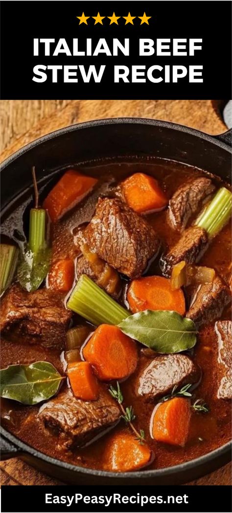 Warm up your dinner table with this comforting Cozy Italian Beef Stew recipe that's easy to prepare, but packed with flavors you love. Using tender beef, fresh veggies, and fragrant herbs, this dish embodies the tastes of Italy right in your kitchen. Perfect for chilly evenings or family gatherings, everyone will rave about this hearty stew! Whether you’re a seasoned cook or a newbie, you can create a delicious meal that stays warm on the stove. Get ready to impress your family with this flavorful Italian delight tonight! Easy Italian Beef, Italian Beef Stew, Different Cuts Of Beef, Vegan Jambalaya, Minced Beef Recipes, 15 Bean Soup, Quick Pasta Dishes, Hearty Stew, Fakeaway Recipes