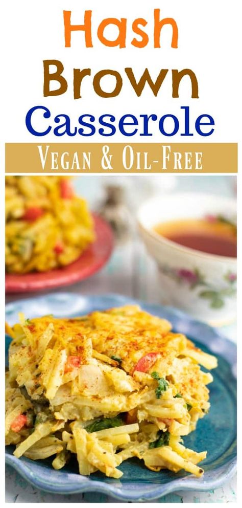 Vegan Hashbrown Casserole, Casserole Vegan, Vegan Breakfast Casserole, Vegan Casserole, Healthy Version, Wfpb Recipes, Plant Based Whole Foods, Vegan Brunch, Hash Brown Casserole