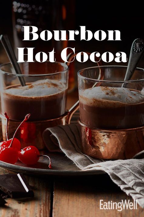 Chocolate Appetizers, Cacao Hot Chocolate, Theme Drinks, Bourbon Hot Chocolate, Boozy Hot Chocolate, Hot Cocoa Recipe, Chocolate Bourbon, Delicious Hot Chocolate, Healthy Appetizer Recipes