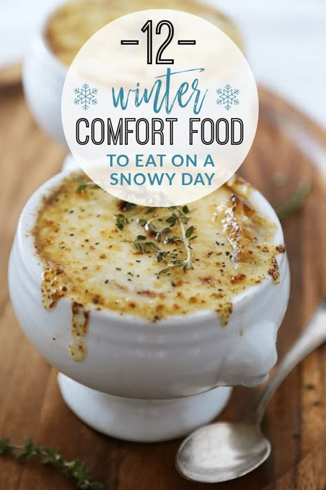 12 Winter Comfort Food To Eat On A Snowy Day #winter #winterrecipes #winterfood Snow Day Food, Cabin Food, Winter Lunch, Winter Foods, Winter Cooking, Winter Meals, Grinch Party, A Snowy Day, Winter Comfort Food