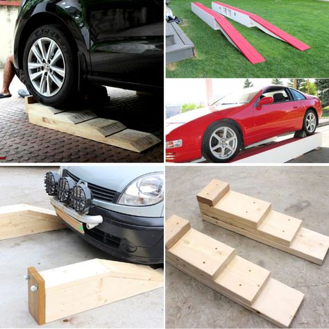 Wooden Ramp Diy How To Build, Diy Car Ramps For Kids, Car Ramps Diy Wood, Diy Ramps For Toy Cars, Diy Car Ramps, Car Trailer Ramps, Driveway Ramp, Car Ramp, Diy Driveway