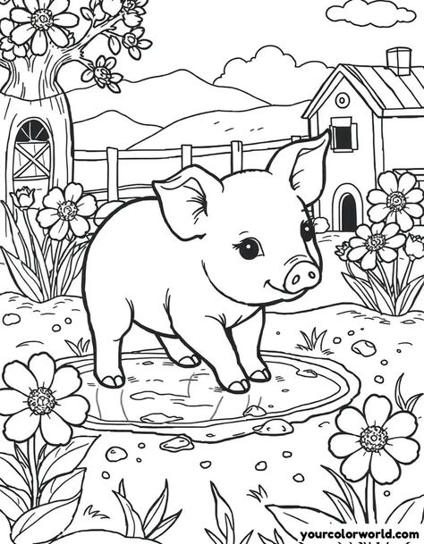 Discover our collection of free, high-quality Farm Animal coloring pages! All pages are available for instant download and can be printed out for hours of creative fun. Whether you're at home or on the go, simply choose your favorite designs, print them, and start coloring today! Farm Animals Coloring Pages, Coloring Pictures Of Animals, Free Coloring Pictures, Chicken Coloring, Animals Coloring Pages, Farm Scenes, Farm Animal Coloring Pages, Animals Coloring, Farm Scene