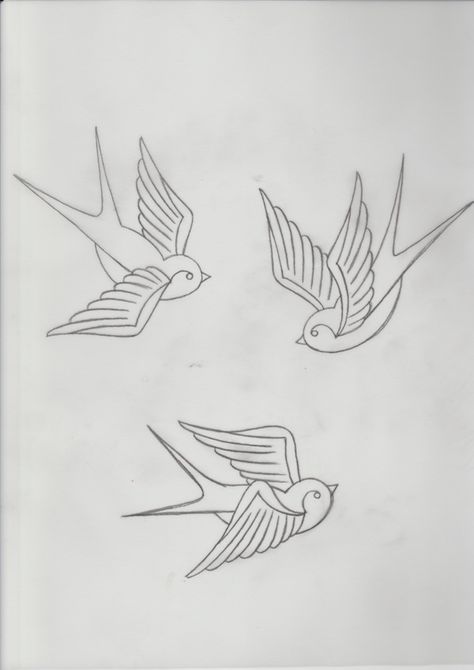 Three swallows all in one design Swallow Tattoo Design, Swallow Bird Tattoos, One Line, Sparrow Tattoo, Plan Image, Tattoo Old School, Swallow Tattoo, Retro Tattoos, Trendy Tattoo