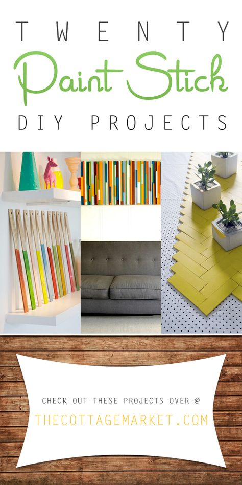 20 Paint Stick DIY Projects - The Cottage Market #PaintSticks, #PaintStickDIYProjects, #PaintStickProjects Paint Stir Stick Crafts, Paint Sticks Projects, Painted Sticks Diy, Paint Stick Crafts Diy Projects, Paint Stick Crafts, Sticks Diy, Paint Stirrers, Stick Diy, Paint Stir Sticks