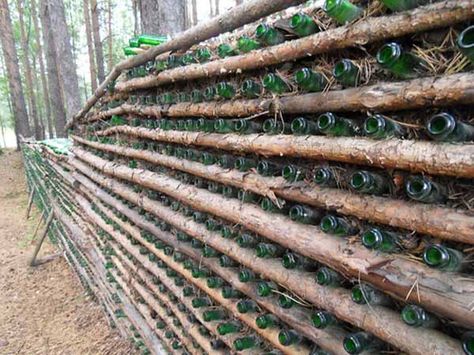 Plastic Bottle Bricks, Coke Bottle Greenhouse, Glass Bottle Wall Garden, Eco Bricks Plastic Bottles, Keyhole Gardening, Wine Bottle Fence, Glass Bottles Hanging From Trees, Glass Recycling, Recycled Beer Bottles