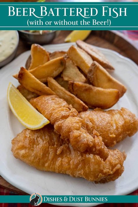 This beer battered fish and chips recipe is so crispy and delicious, you'll never want to order it from a restaurant again! But don't worry, if you're not a fan of beer you can leave it out and substitute it with a special secret ingredient and still get perfectly crispy results! Fish And Fries, Fish And Chips Batter, Beer Battered Fish And Chips, Beer Batter Recipe, Battered Fish And Chips, Beer Batter Fish, Beer Battered Fish Recipes, Fish And Chips Recipe, Frozen Fish Fillets