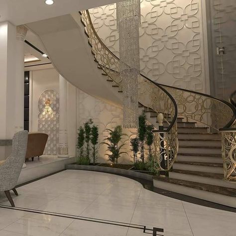 Stair Case Wall Design, Luxurious Staircase, درابزين السلم, 2024 Living Room, Fireplace Accent Walls, Best Exterior House Paint, Walls Living Room, Grey Walls Living Room, Staircase Interior Design