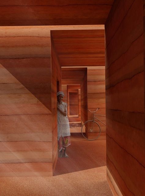 A House in Luanda Competition Winner / Pedro Sousa + Tiago Ferreira + Tiago Coelho + Bárbara Silva + Madalena Madureira | ArchDaily Hugelkultur Garden, Angola Africa, Green Roof Building, Rammed Earth Homes, Competition Winner, Rammed Earth Wall, Rammed Earth, Cob House, Earth Design