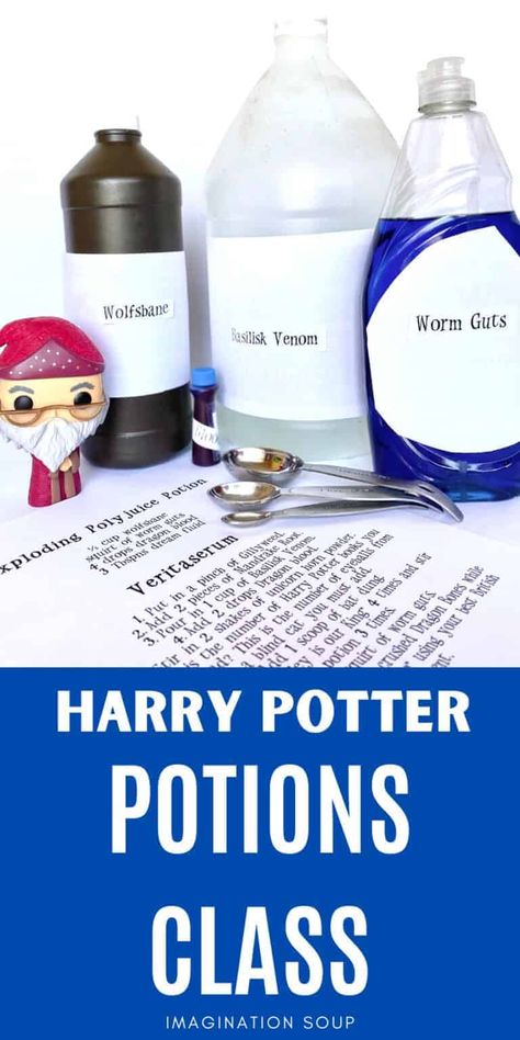 Harry Potter Potions Class Experiments - Imagination Soup Harry Potter Potions Diy, Harry Potter Lessons, Harry Potter Classes, Harry Potter Activities, Mandrake Root, Harry Potter Day, Blind Cat, Harry Potter Theme Birthday, Harry Potter Halloween Party