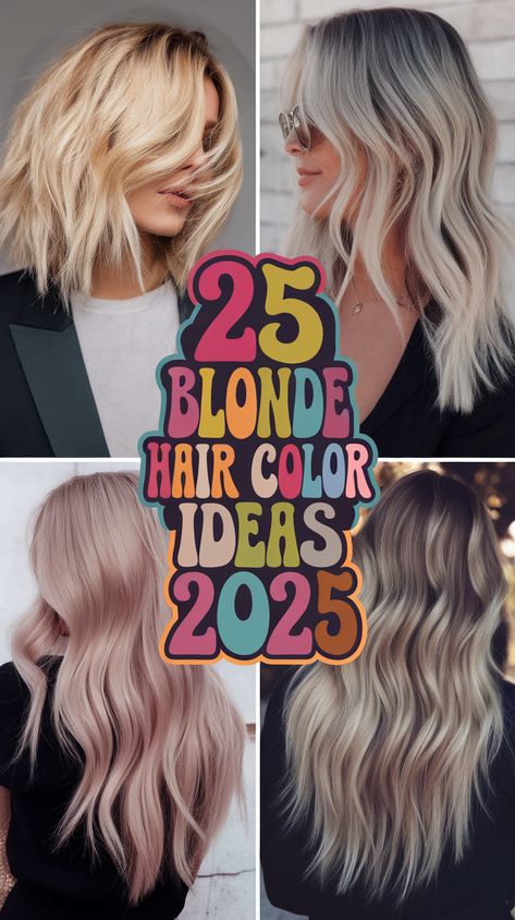 Blonde Hair Color Ideas 2025: 25 Stunning Looks for Every Style - Fall Update 2024 Fun Blonde Hair Color Ideas, Blonde Bob Color Ideas, Blonde Hair For Winter Skin Tone, Blonde Hair 2024 Fall, Blond Hair With Pop Of Color, Marshmallow Hair Colour, 2025 Hair Trends For Women Blonde, Long Bob Color Ideas, White Skin Hair Color Ideas