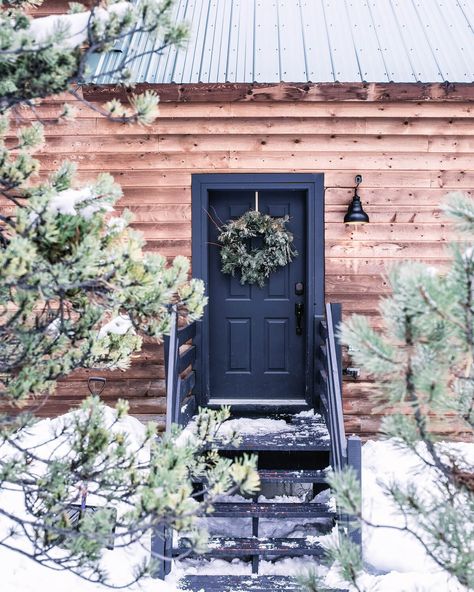 Alpenglow Cabin, Twin Lakes, COLORADO | Log Cabin Front Door, Hearthstone Wood Stove, Cabin Front Door, Cabin Exterior Colors, Twin Lakes Colorado, Colorado Cabin, Log Cabin Exterior, Colorado Cabins, Cabin Doors