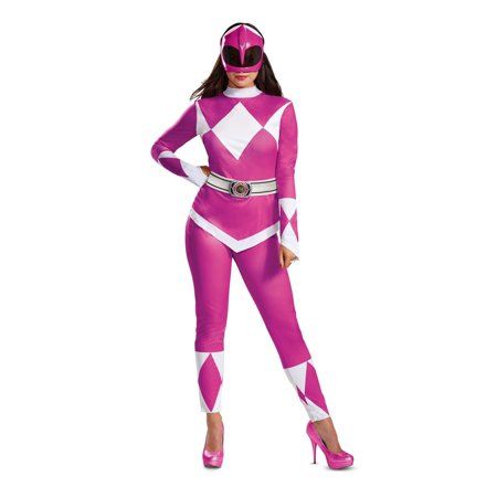 Harley Quinn Disfraz, Ranger Costume, Hot Pink Jumpsuits, Hero Of The Day, Pink Ranger, Power Rangers Costume, Pink Power Rangers, Power Rangers Dino, Half Mask