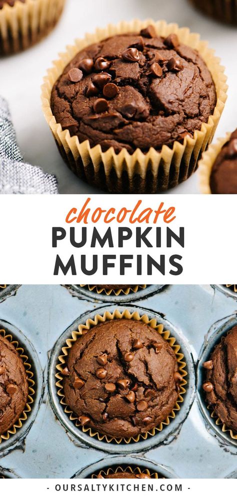 Pumpkin Muffins Chocolate Chip, Kid Friendly Muffins, Pumpkin Cake Mix Muffins, Kid Muffins, Chocolate Pumpkin Muffins, Muffins Pumpkin, 3 Ingredient Cakes, Cake Mix Muffins, Muffins Chocolate