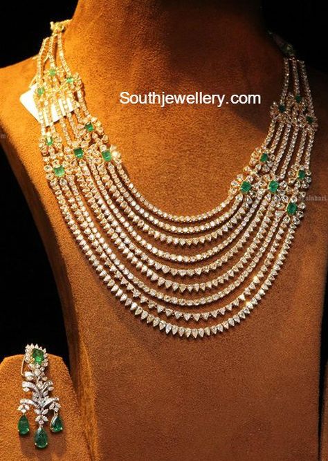 Layered Diamond Necklace Layered Diamond Necklace, Pearls Mala, Diamond Necklace Indian, Bridal Diamond Necklace, Necklace Photo, Indian Jewelry Earrings, Diamond Wedding Jewelry, Diamond Necklace Designs, Bridal Diamond Jewellery