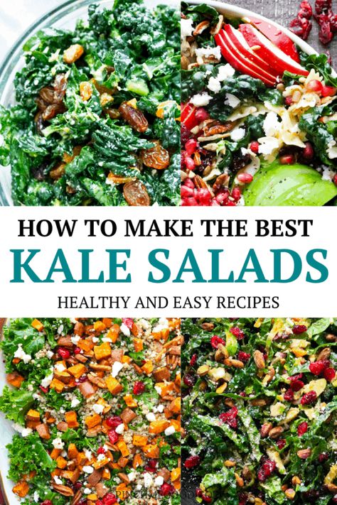 Kale Salad With Lemon Dressing, Kale Brussel Sprout Salad, Best Kale Salad Recipe, Sweet Potato Kale Salad, Simple Kale Salad, Potato Kale Salad, Best Kale Salad, Kale Salad Dressing, Salad With Lemon Dressing