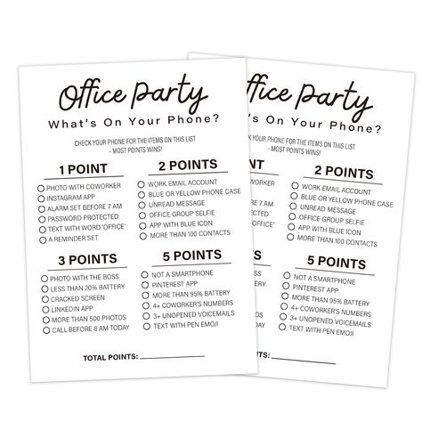 PRICES MAY VARY. Set Includes: 30 game cards. Simple and easy to play office party game. Size: Each sheet is generously sized to 7" high x 5" wide. Superior Quality: Printed on thick, durable cardstock that's easy to write on and recyclable, give your colleagues a great gaming experience. Wide Application: Suitable for office parties, work parties, team building, staff activities, make your party full of laughter. Risk-Free Purchase: Your satisfaction is our goal, if you are not satisfied with o Engagement Committee, Staff Activities, Team Building Game, What's On Your Phone Game, Michael Scott Paper Company, Work Party Games, Family Sayings, Customer Service Week, English Club