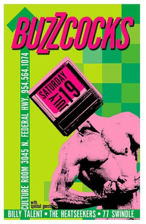 Buzzcocks Punk Rock Flyers, Music Influence, Concert Promotion, Punk Rock Posters, Frank Kozik, Tourism Design, Billy Talent, Classic Punk, Dead Kennedys