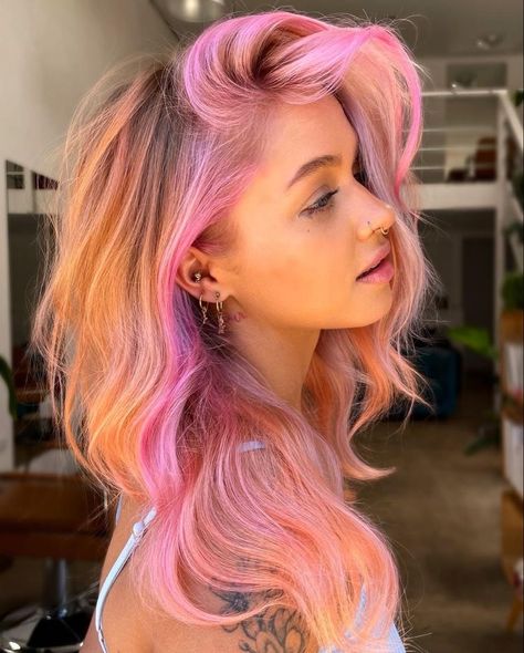 Pink And Orange Hair, Creative Hair Color, Lavender Hair, Pastel Hair, Fall Hair Color, Hair Inspiration Color, Orange Hair, Hair Inspo Color, Fall Hair Colors