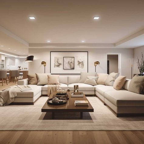 Basement Living Room Ideas, Basement Living Room, Dream Basement, Feature Wall Living Room, Rustic Basement, Basement Living, Rustic Ideas, Modern Basement, Basement Inspiration