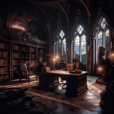 Medieval Office, Castle Office, Fantasy Office, Dark Academia Office, Office Decor Ideas For Work, Victorian Office, Vintage Mansion, Creative Office Decor, Manor Interior