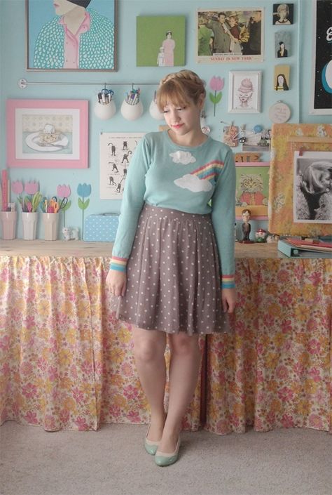 Clouds And Rainbows, Mint Shoes, Pastel Outfits, Librarian Style, Mod Cloth, Preteen Fashion, Soft Gamine, Outfits Vintage, Dress Mint