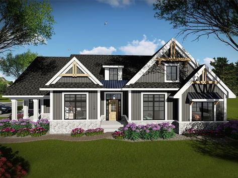 Craftsman House Plan, 020H-0486 Built In Lockers, Craftsman Ranch, Ranch House Plan, Ranch Style House Plans, Craftsman Style Homes, Craftsman Style House Plans, Craftsman House Plan, Ranch Style Homes, Ranch House Plans