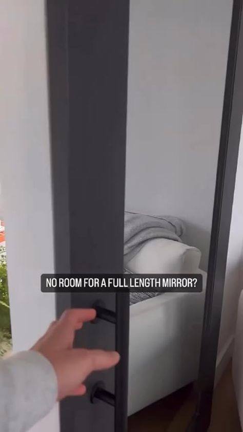 Full length mirror hack for small bathroom! Length Mirror In Bedroom, Full Length Mirror In Bedroom, Mirror Hack, Bedroom Hacks, Full Body Mirror, Body Mirror, Length Mirror, Full Length Mirror, House Inspo