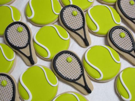 Tennis Cookies, Tennis Decorations, Punxsutawney Pa, Tennis Birthday Party, Tennis Cake, Chocolate Sugar Cookie Recipe, Sports Cookies, Tennis Uniforms, Tennis Birthday